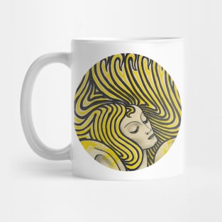 Psychedelic woman in colors vintage line art Mug